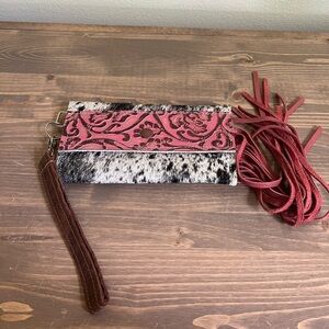 Harley Rhodes Dancing Cactus Designs Hair on Hide Emboss Leather Wristlet/Wallet